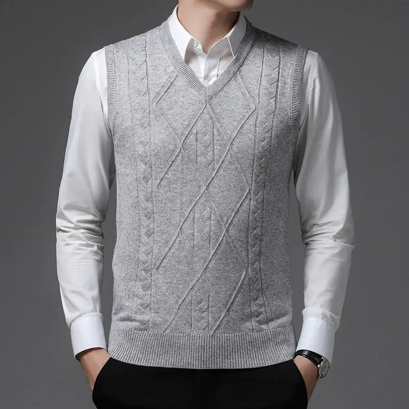 Men's Vest with V-Neck and Embroidered Finish - Veltic