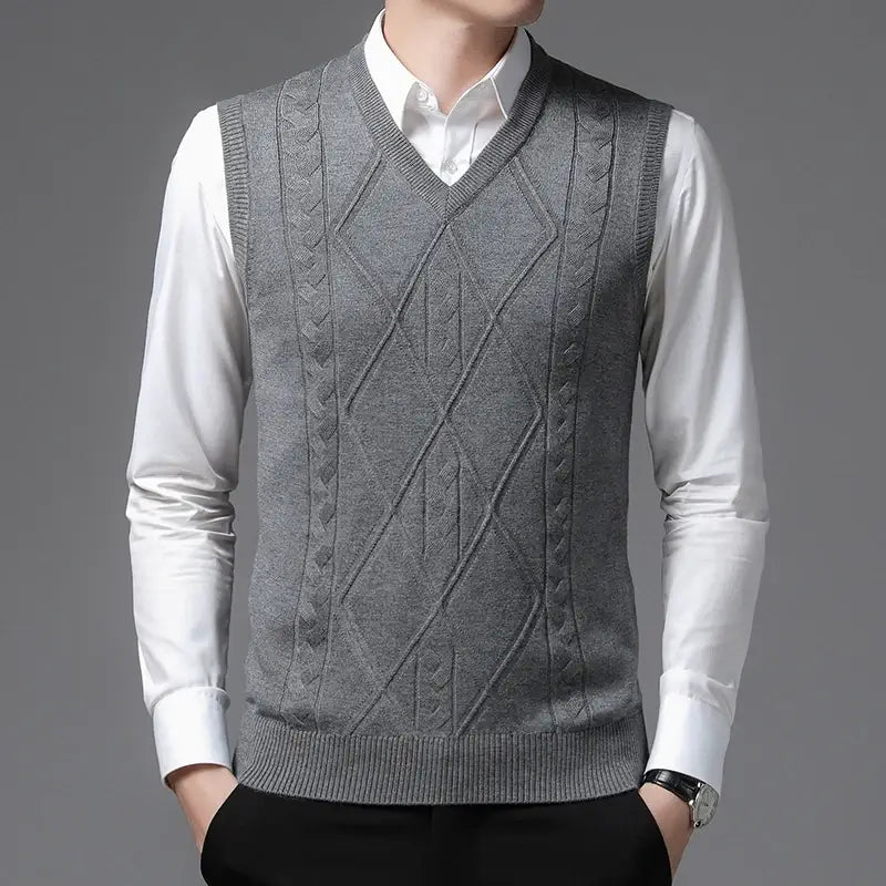 Men's Vest with V-Neck and Embroidered Finish - Veltic