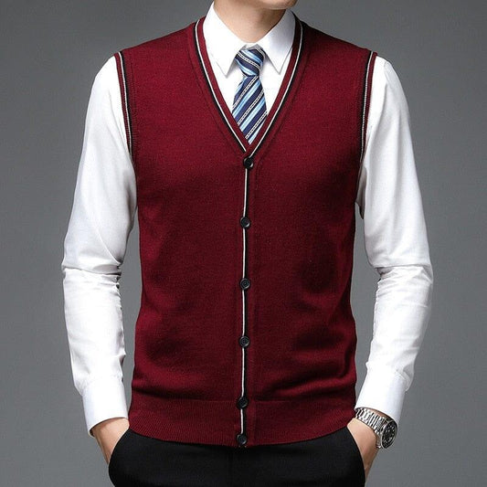 Men's Wool Vest with Classic Front Buttons - Veltic