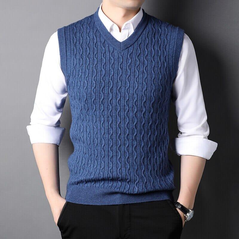 Men's Knitted Vest with Classic V-Neck - Veltic