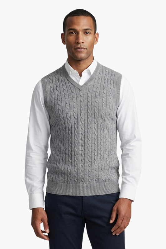 Men's Knitted Vest with Classic V-Neck - Veltic