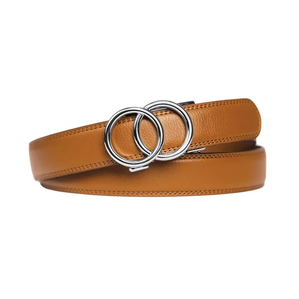 Silver-brown men's leather belt by Tussmode with premium materials and classic design