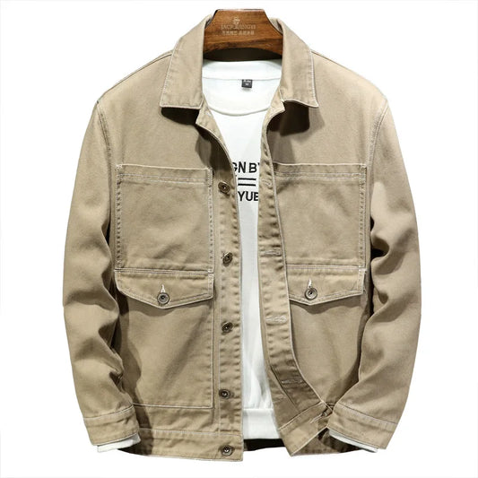 Men's Khaki Denim Jacket - Veltic