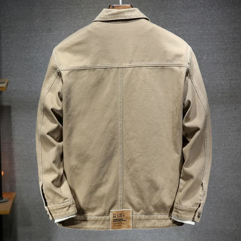 Men's Khaki Denim Jacket - Veltic
