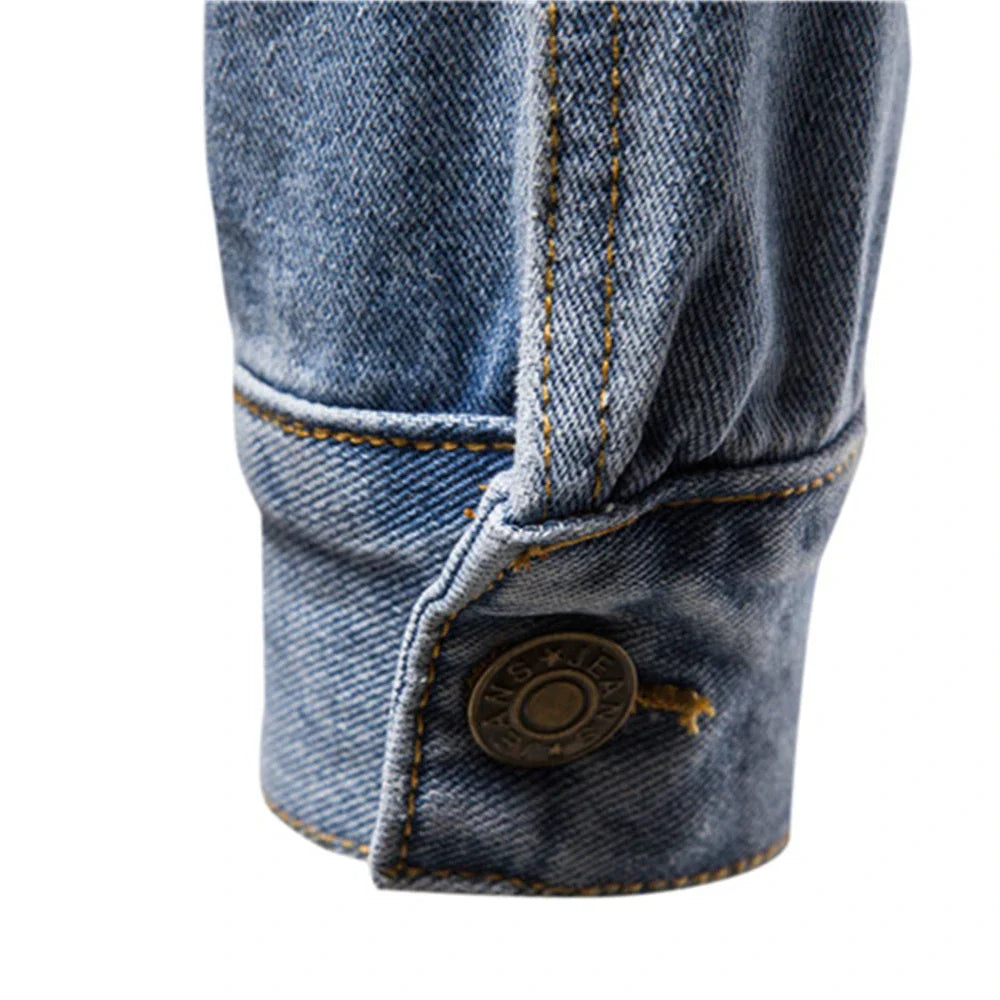 Men's Classic Trucker Denim Jacket with Chest Pockets - Veltic