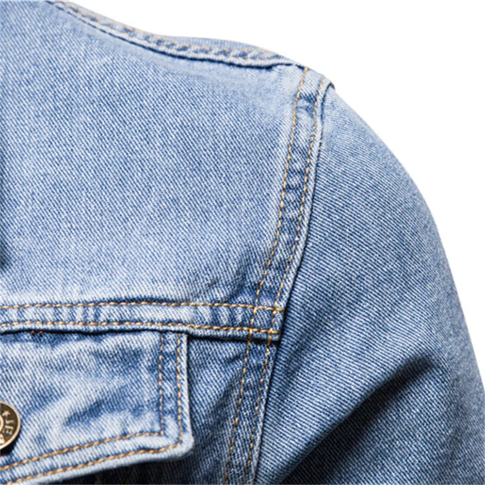 Men's Classic Trucker Denim Jacket with Chest Pockets - Veltic