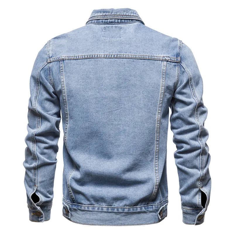 Men's Classic Trucker Denim Jacket with Chest Pockets - Veltic