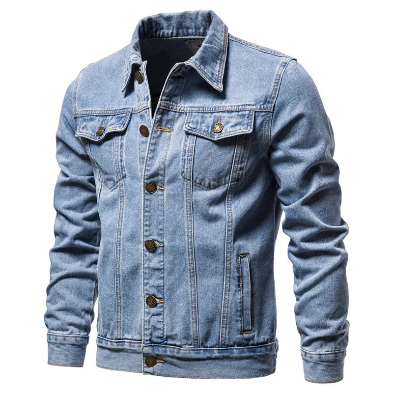 Men's Classic Trucker Denim Jacket with Chest Pockets - Veltic