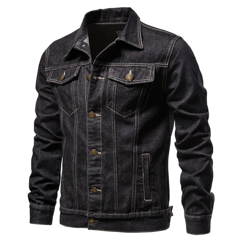 Men's Classic Trucker Denim Jacket with Chest Pockets - Veltic