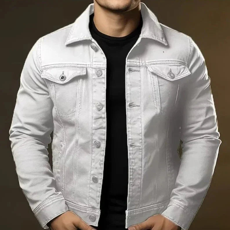 Men's Slim Denim Jacket with Chest Pockets - Veltic