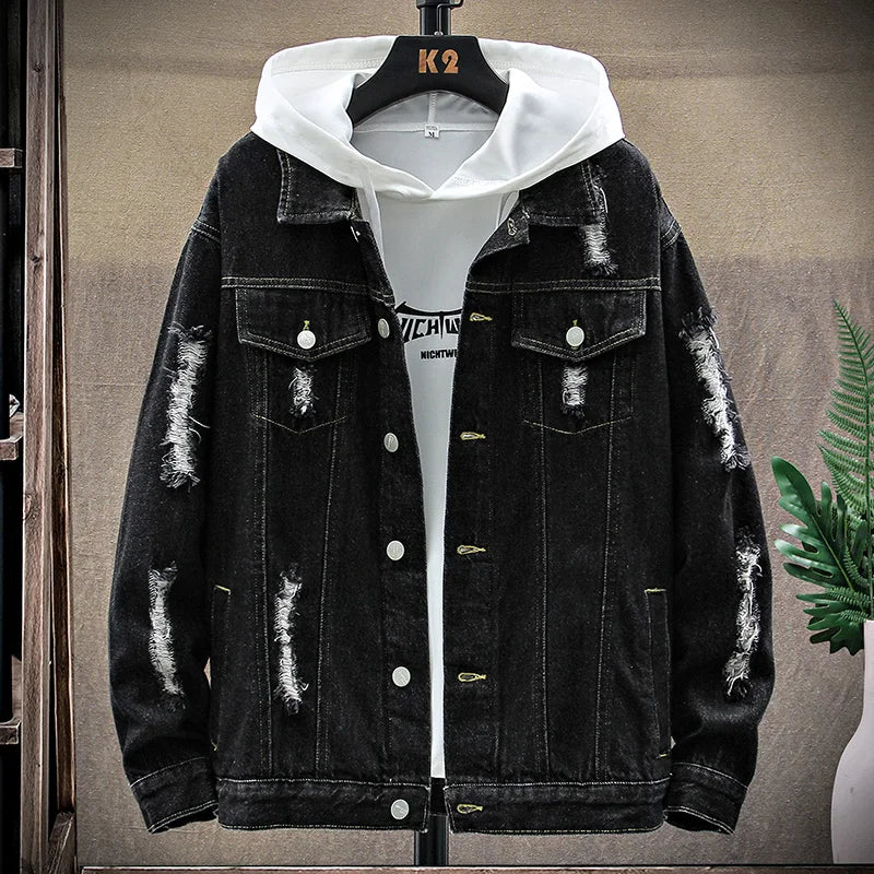 Men's Streetwear Denim Jacket - Veltic