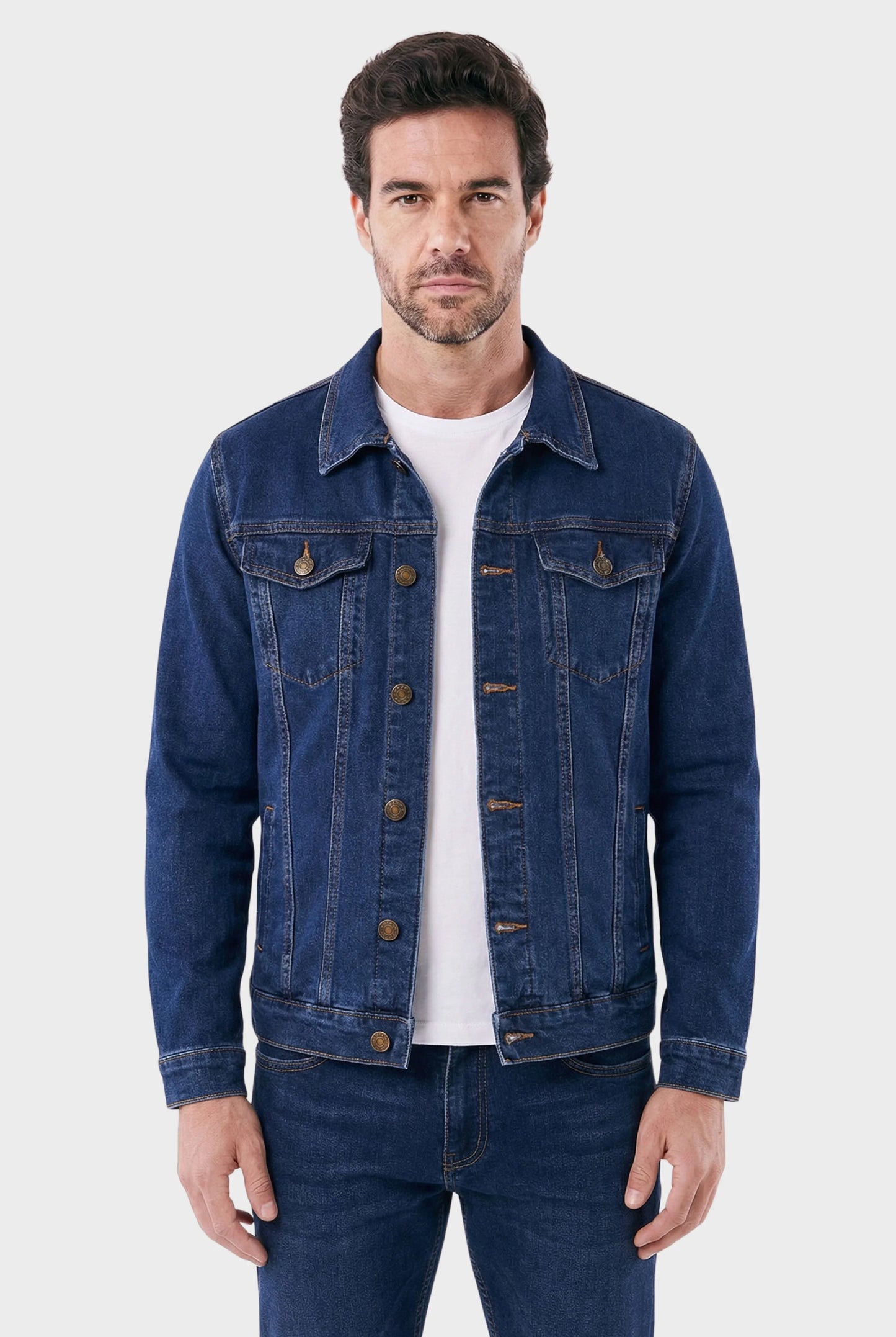 Men's Classic Trucker Denim Jacket with Chest Pockets - Veltic