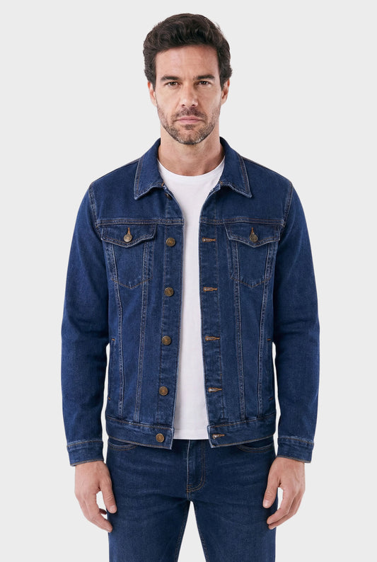 Men's Classic Trucker Denim Jacket with Chest Pockets - Veltic