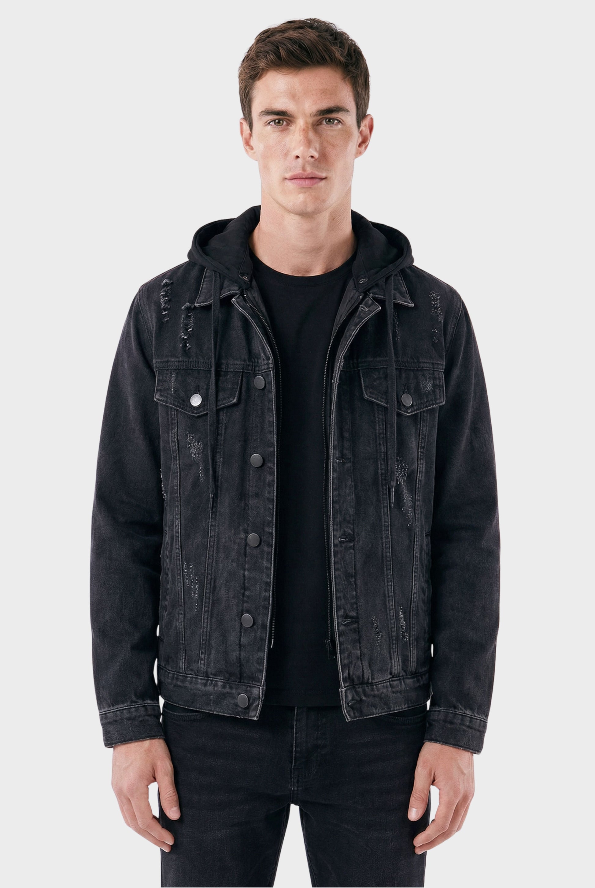 Men's Trucker Essentials Denim Jacket with Hood - Veltic
