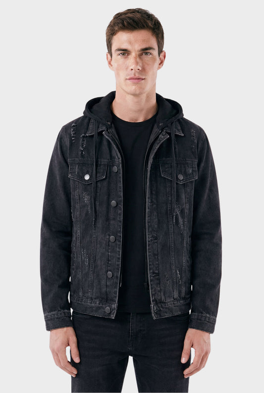 Men's Trucker Essentials Denim Jacket with Hood - Veltic