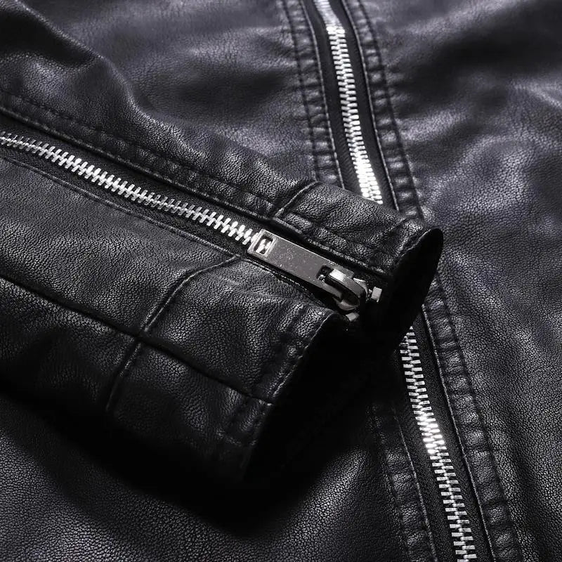 Men's Slim Biker Leather Jacket - Veltic