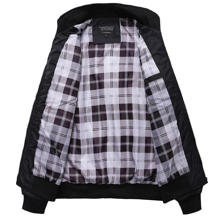 Men's Bomber Jacket with Classic Checked Lining - Veltic