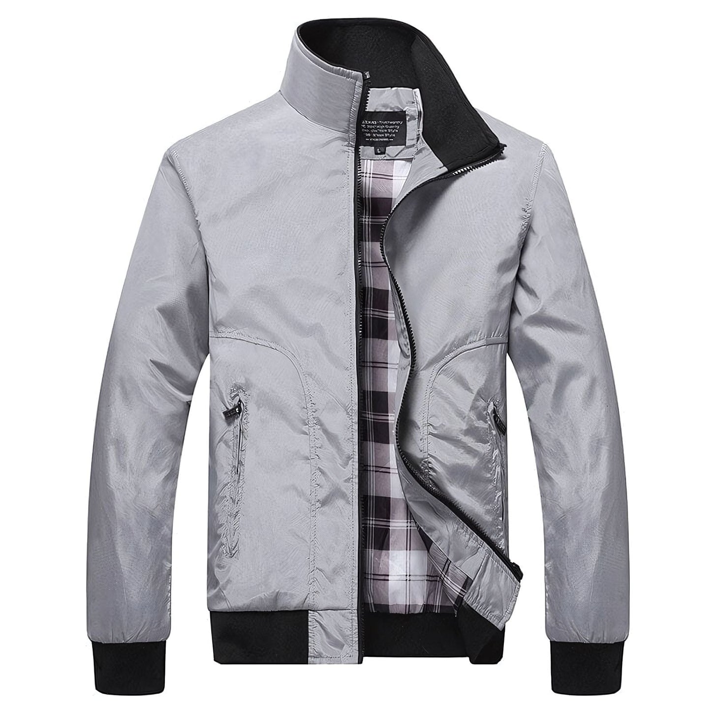Men's Bomber Jacket with Classic Checked Lining - Veltic