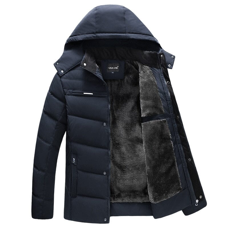 Veltic Men's Puffer Jacket with Wool Lining and Removable Hood - Veltic