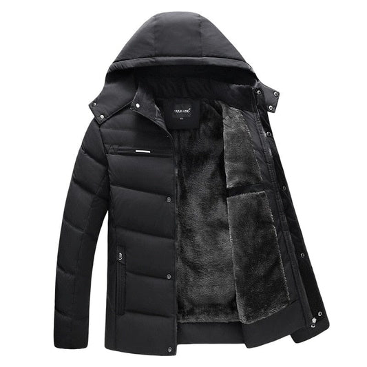 Veltic Men's Puffer Jacket with Wool Lining and Removable Hood - Veltic