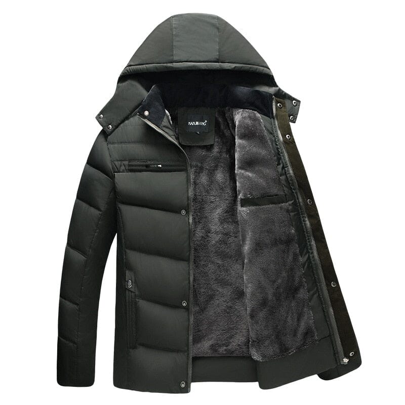 Veltic Men's Puffer Jacket with Wool Lining and Removable Hood - Veltic