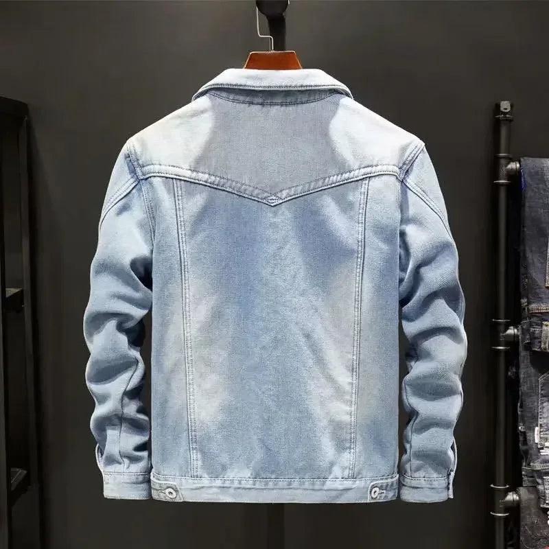 Men's Quilted Trucker Denim Jacket with Wool Lining - Veltic