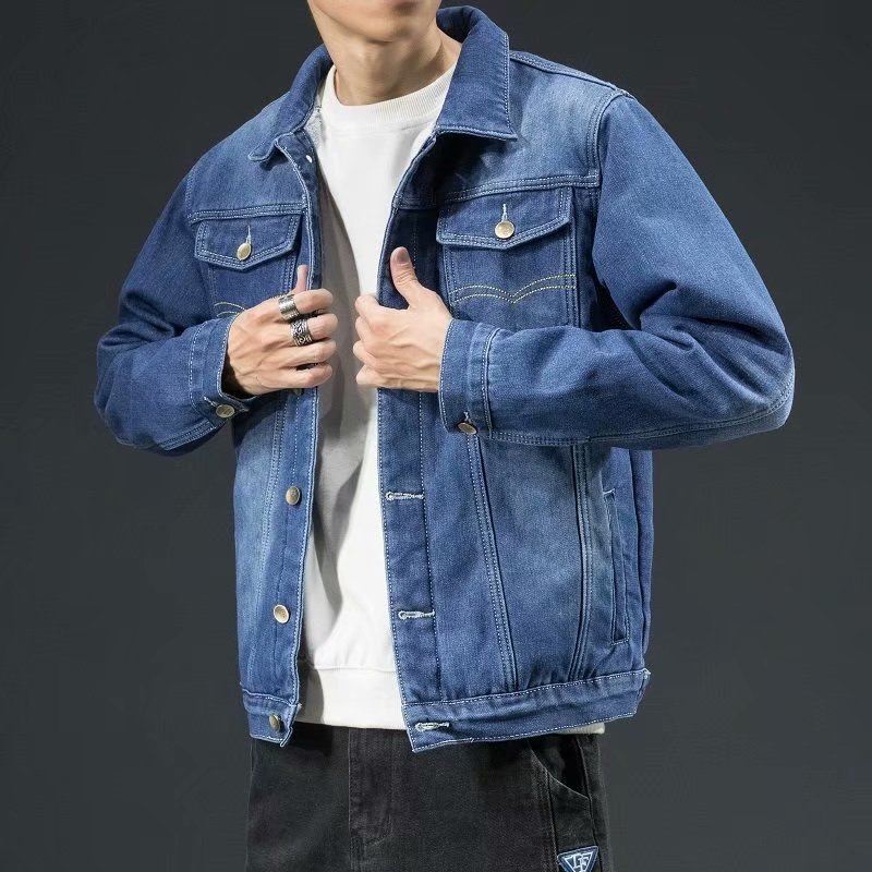 Men's Quilted Trucker Denim Jacket with Wool Lining - Veltic