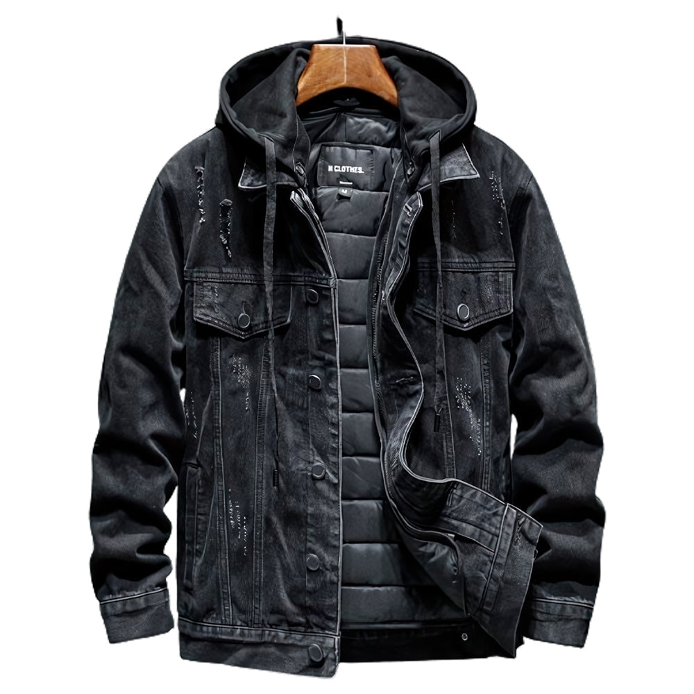 Men's Trucker Essentials Denim Jacket with Hood - Veltic