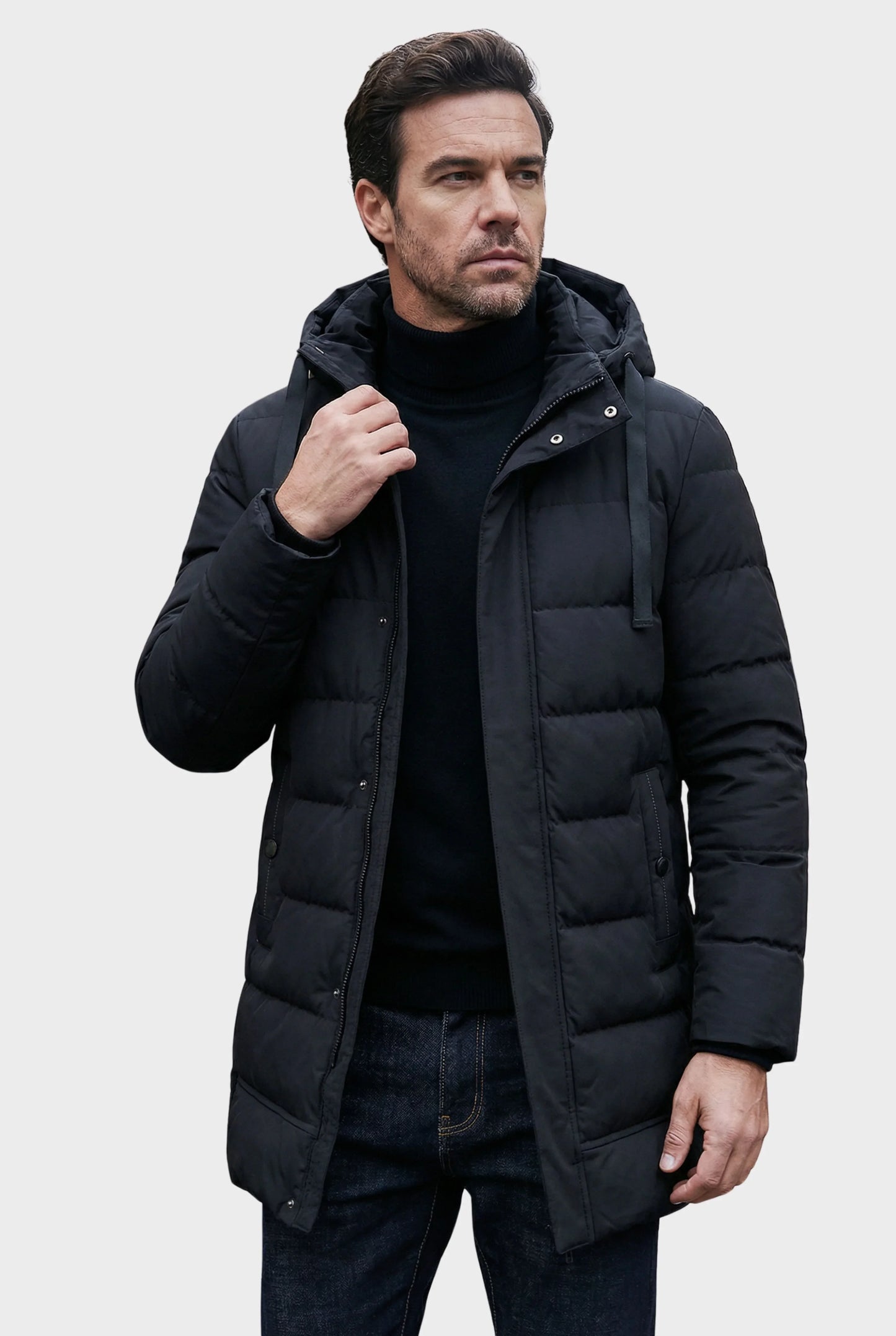 Veltic Men's Long Waterproof Puffer Jacket with Hood - Veltic