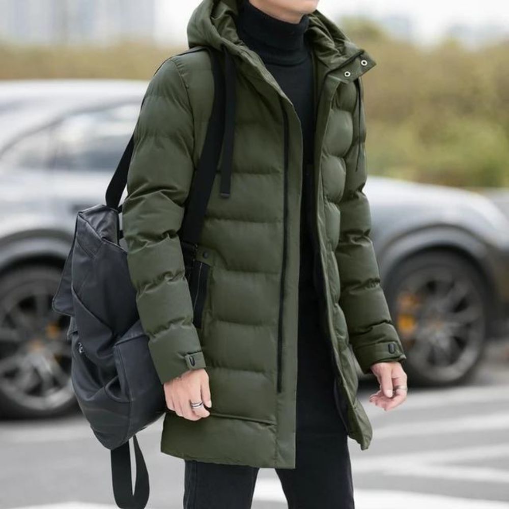 Veltic Men's Long Waterproof Puffer Jacket with Hood - Veltic