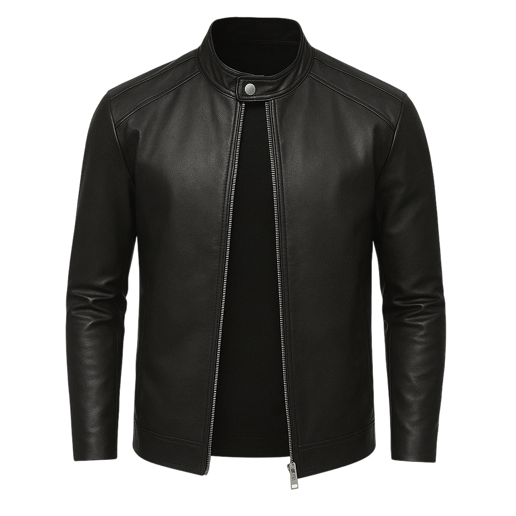 Men's Slim Biker Leather Jacket - Veltic