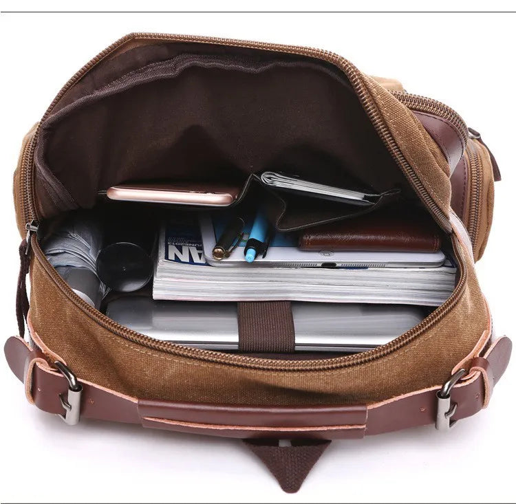 Veltic Executive Canvas Backpack with Leather Details - Veltic