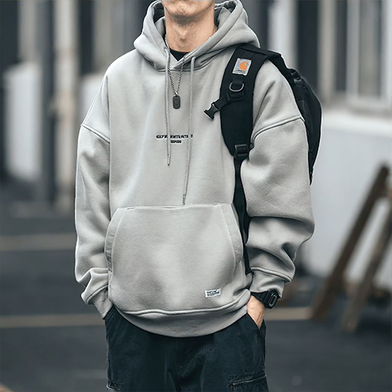 Men's Oversized Hoodie with Hood and Kangaroo Pocket - Veltic