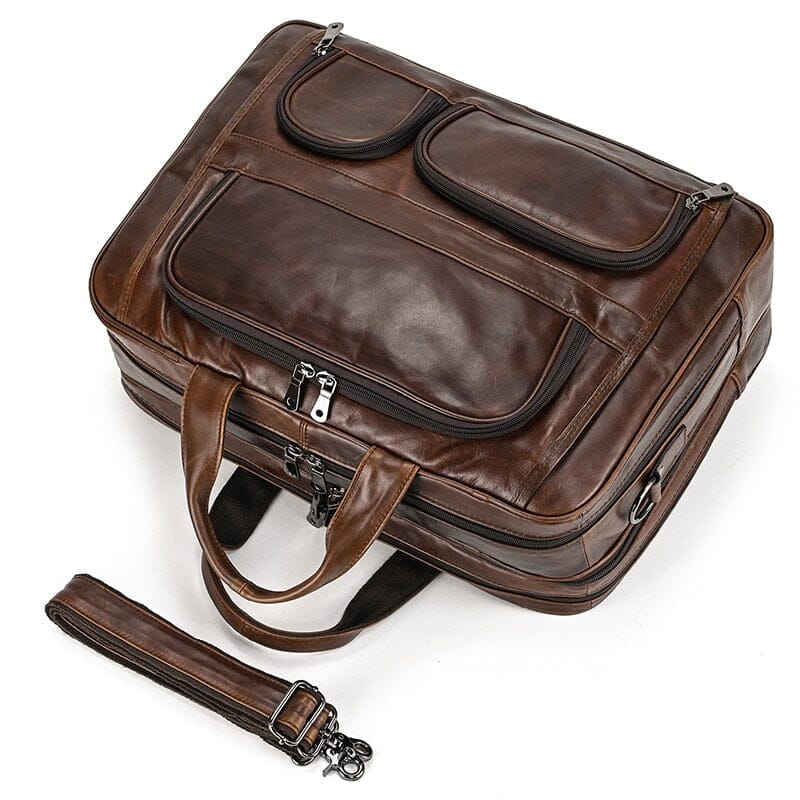 Edge Structured Leather Executive Briefcase - Veltic