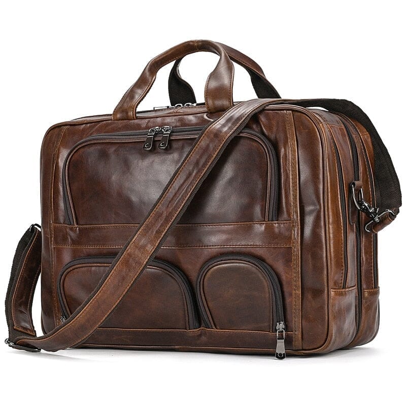 Edge Structured Leather Executive Briefcase - Veltic