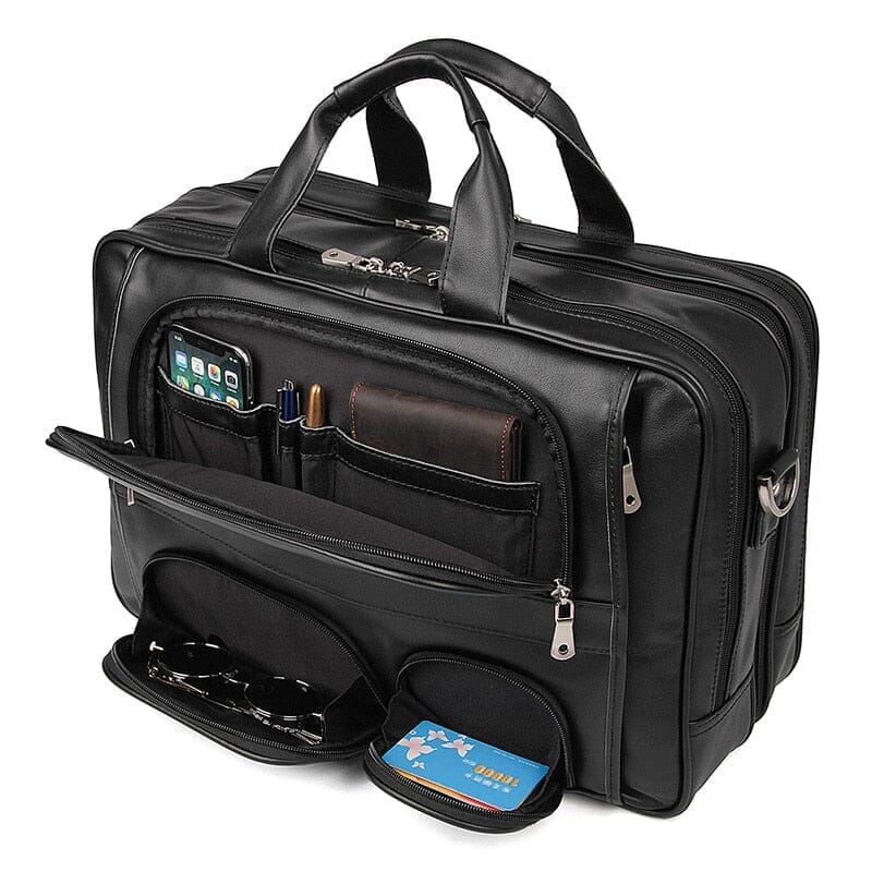 Edge Structured Leather Executive Briefcase - Veltic