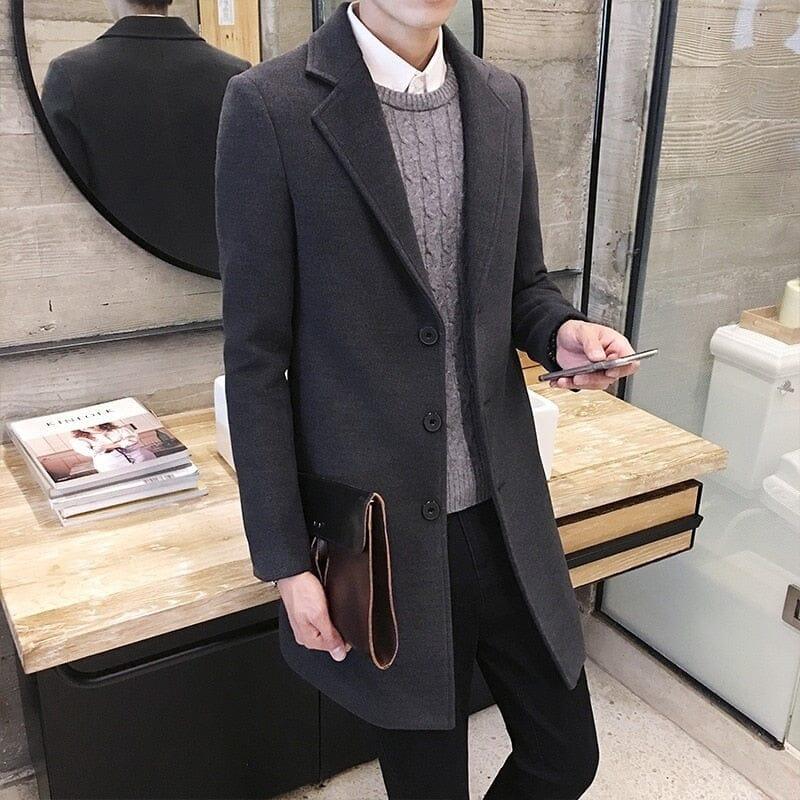 Veltic Men's Mid-Length Wool Felt Overcoat Orlando - Veltic