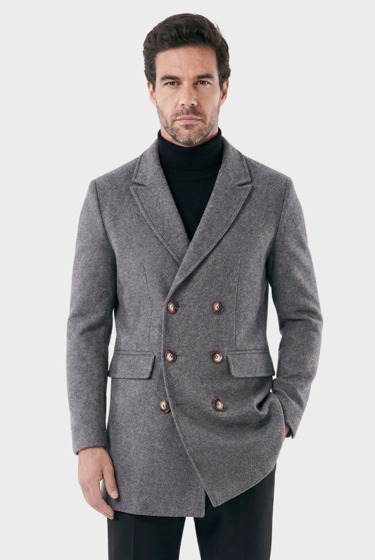 Veltic Men's Double Breasted Overcoat with Peaked Lapel Madrid - Veltic
