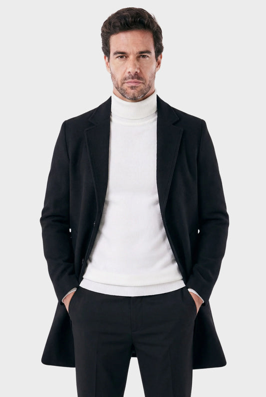Veltic Men's Mid-Length Wool Felt Overcoat Orlando - Veltic