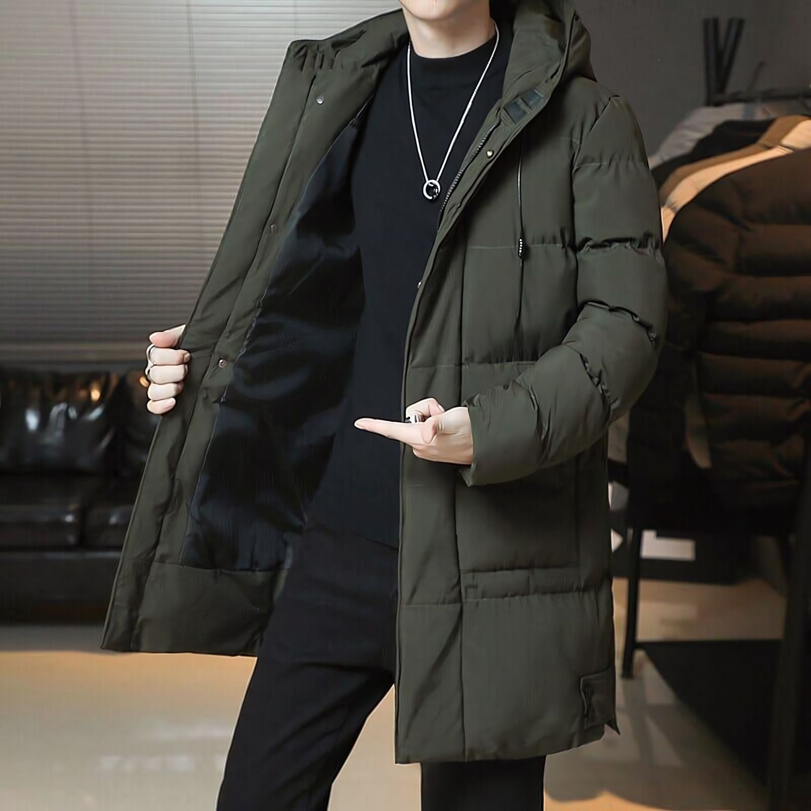 Veltic Men's Puffer Overcoat with Hood Manhattan - Veltic