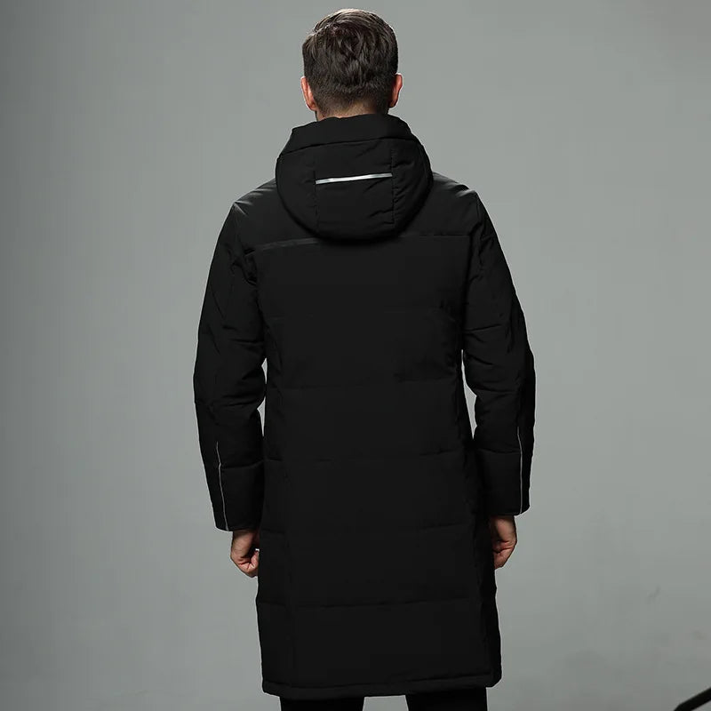 Veltic Men's Mid-Length Puffer Overcoat with Hood Jersey - Veltic