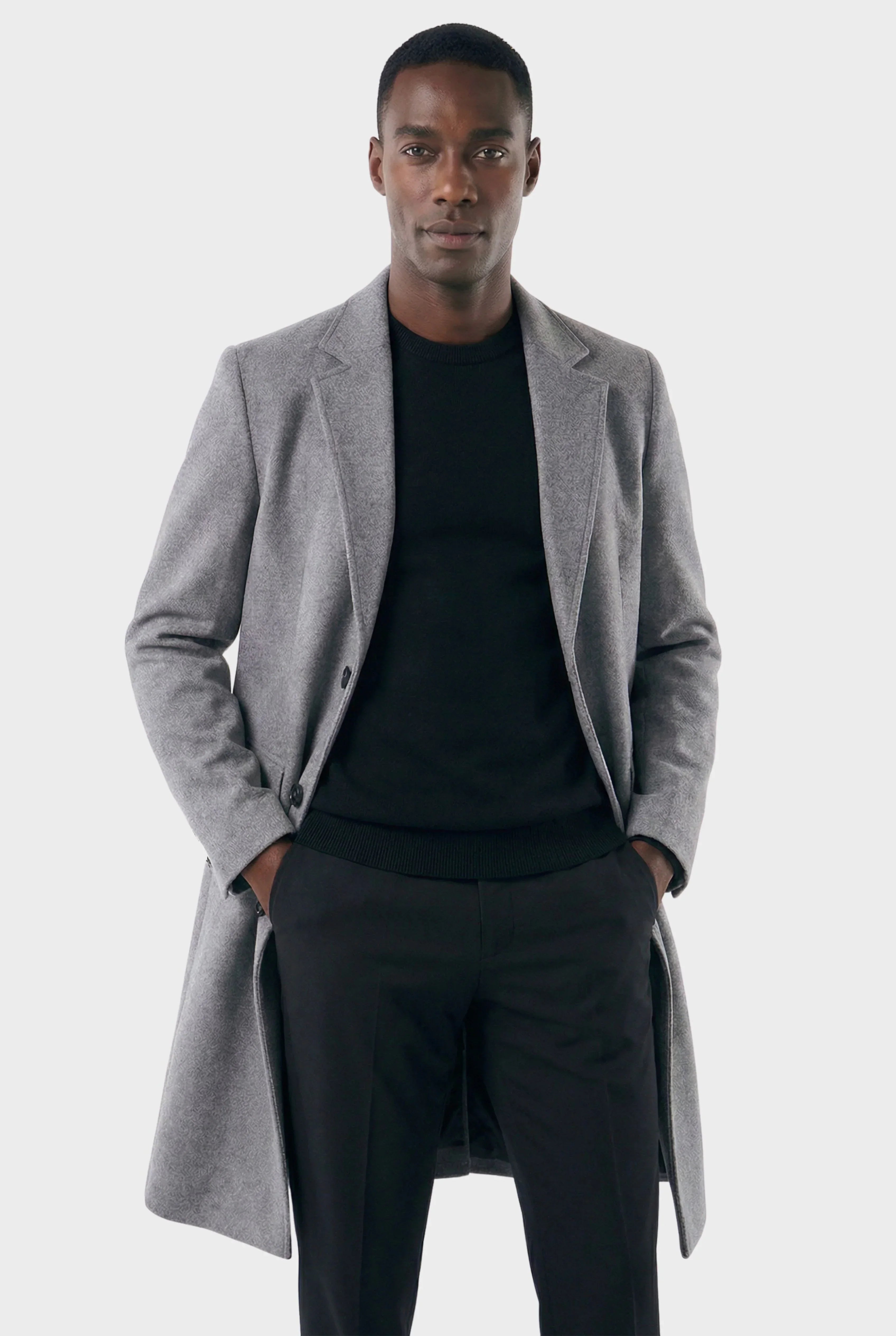 Veltic Men's Long Formal Overcoat with Notched Lapel - Veltic