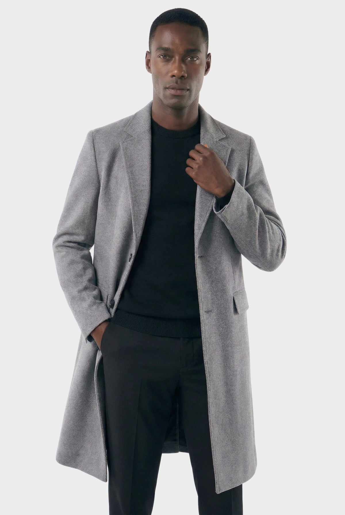 Veltic Men's Long Formal Overcoat with Notched Lapel - Veltic