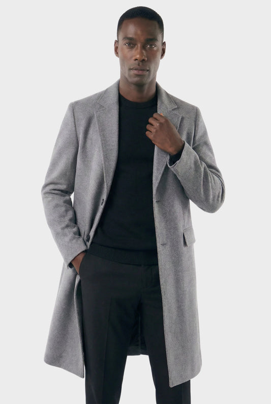 Veltic Men's Long Formal Overcoat with Notched Lapel - Veltic