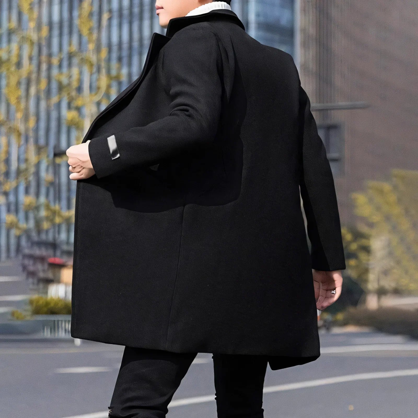 Veltic Men's Mid-Length Overcoat with Notched Lapel Essentials - Veltic