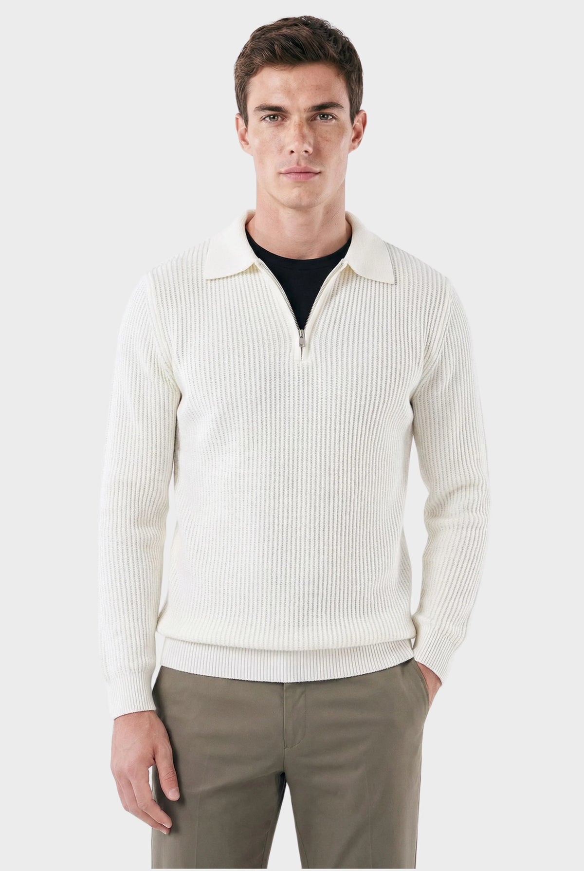Veltic Men's Ribbed Half-Zip Sweater Denmark - Veltic