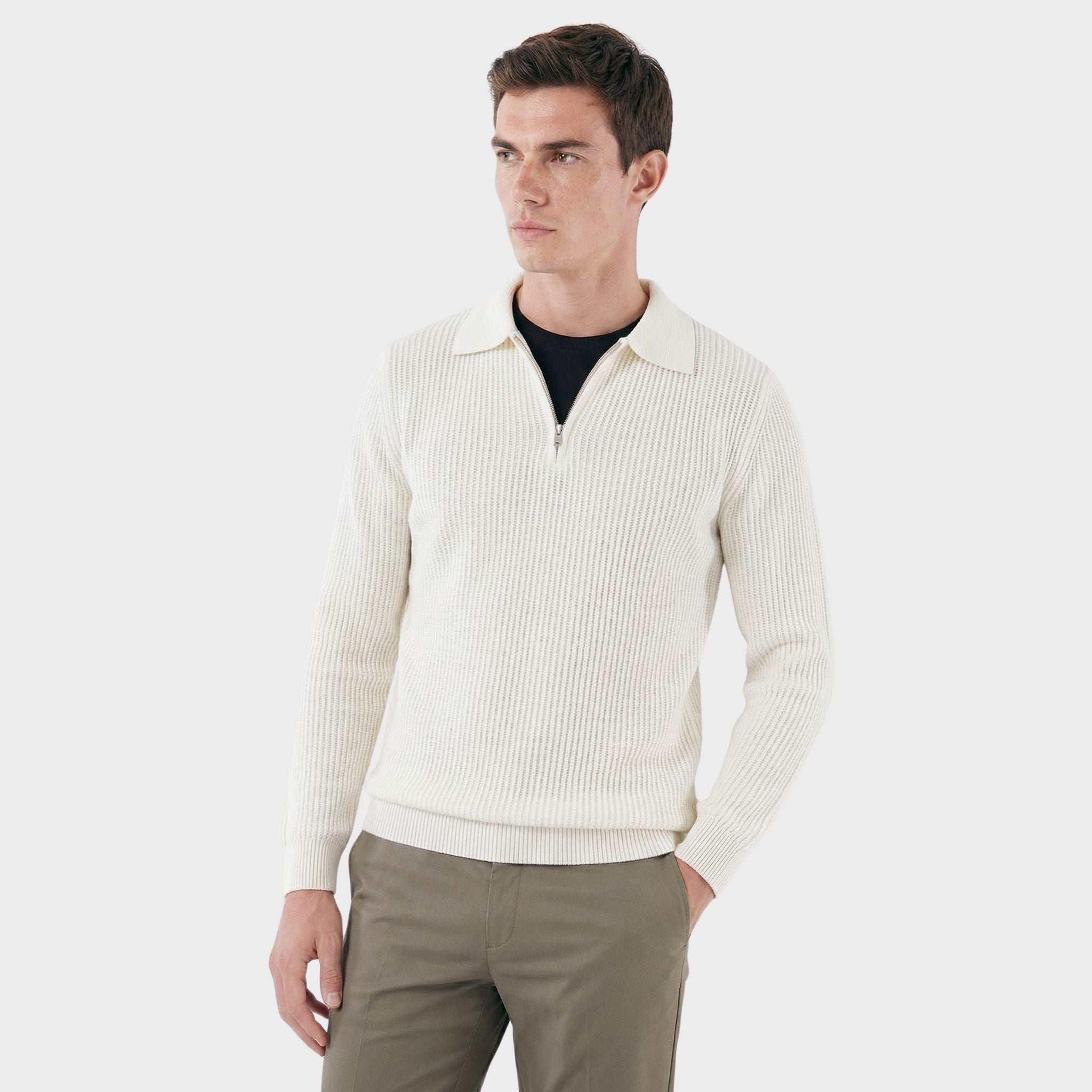 Veltic Men's Ribbed Half-Zip Sweater Denmark - Veltic
