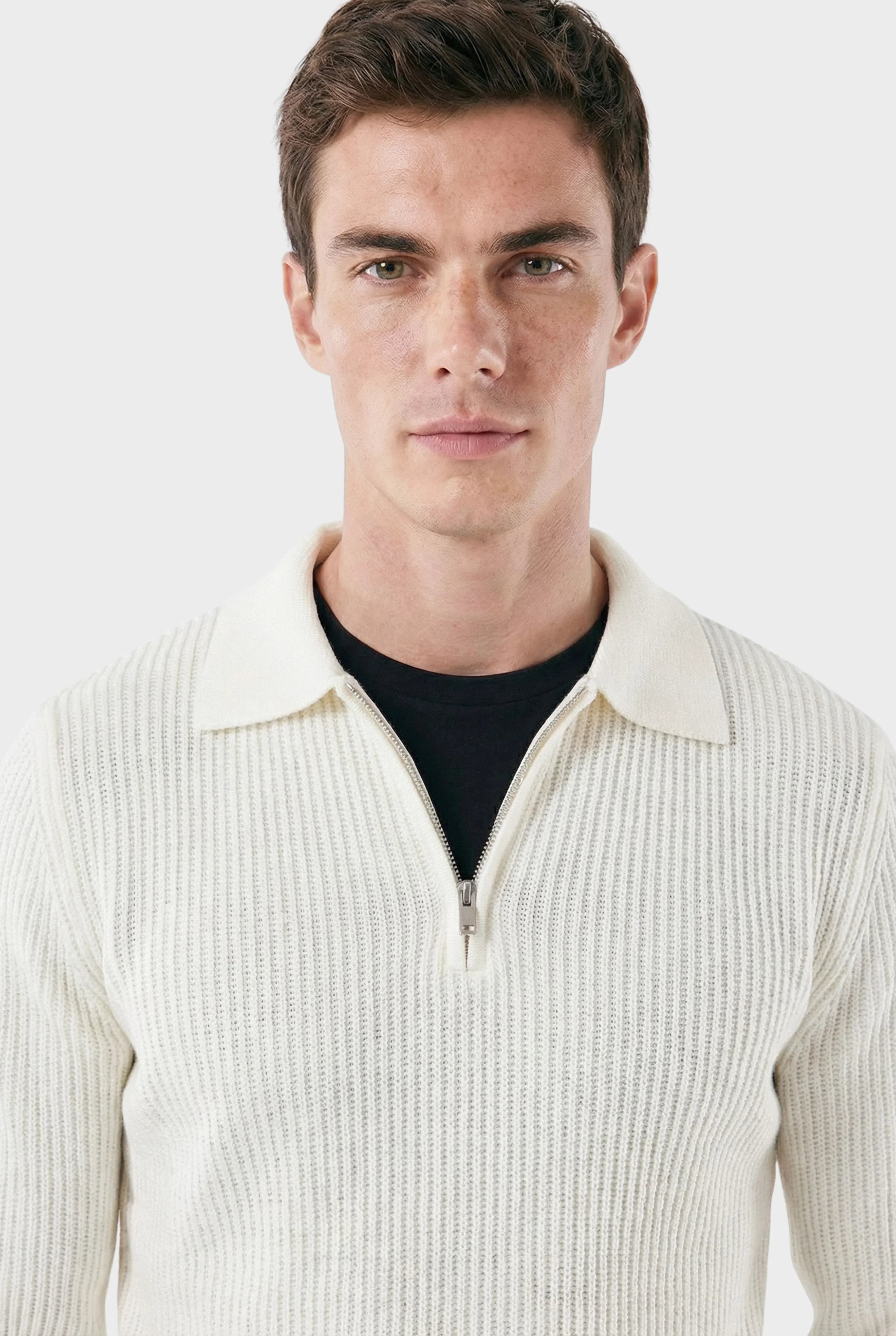 Veltic Men's Ribbed Half-Zip Sweater Denmark - Veltic