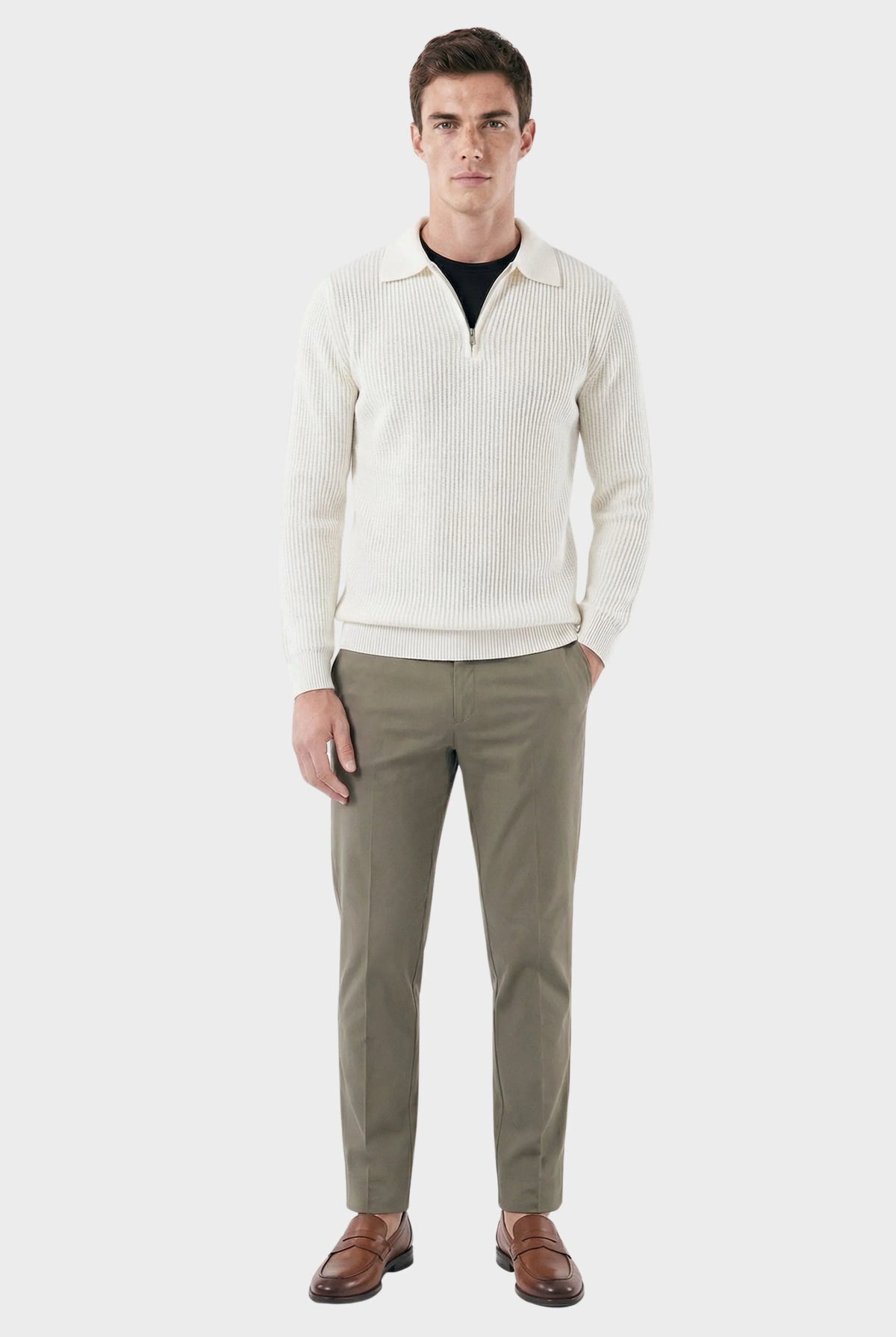 Veltic Men's Ribbed Half-Zip Sweater Denmark - Veltic