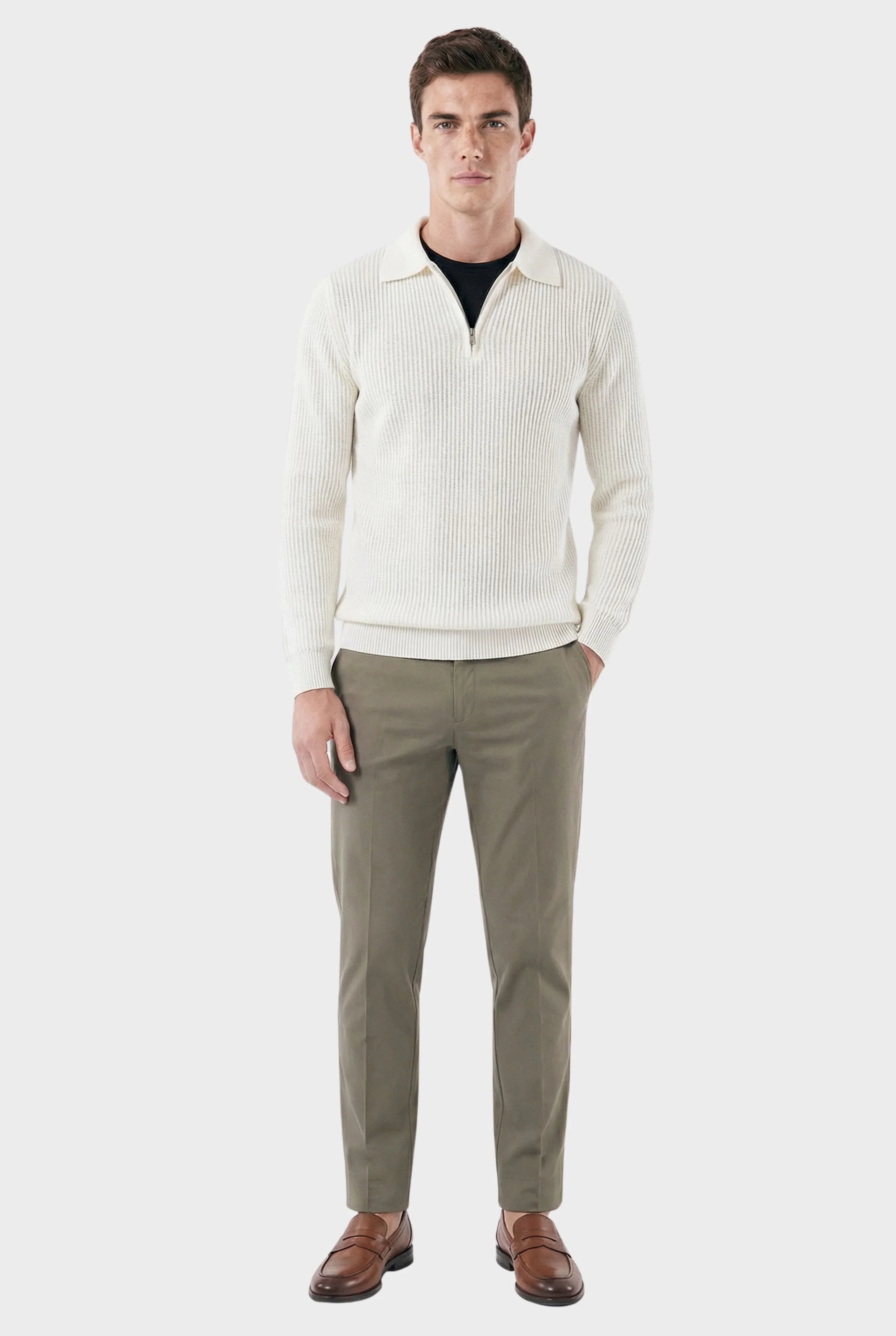 Veltic Men's Ribbed Half-Zip Sweater Denmark - Veltic